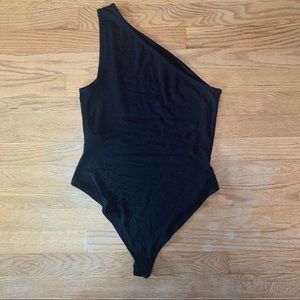 Black One Shoulder Bodysuit